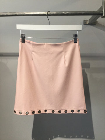 Pink PU Faux Leather Skirt